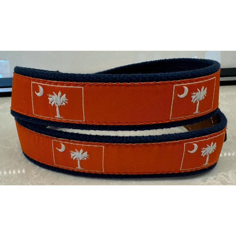 South Carolina Flag - Leather Canvas Belt - Men's Size 30 Clemson Tigers Colors